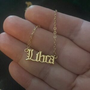 Simple Libra Necklace Gold Tone Zodiac